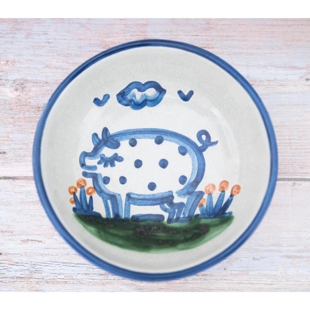 M.A. Hadley Pottery Pig Coup Soup Bowl Serving Hand Painted Farm Animal 6 7/8'